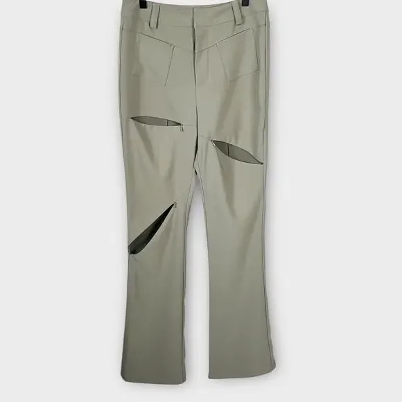 I AM GIA Valencia high waisted flare cargo zipper pants olive green size medium - Picture 4 of 10